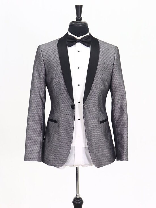 J. Ferrar Other - J. Ferrar 38R Gray Blazer Sport Coat Tuxedo Jacket 1-Button Herringbone Y954